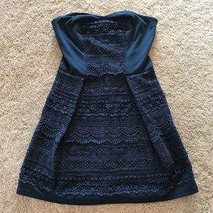 Navy strapless dress